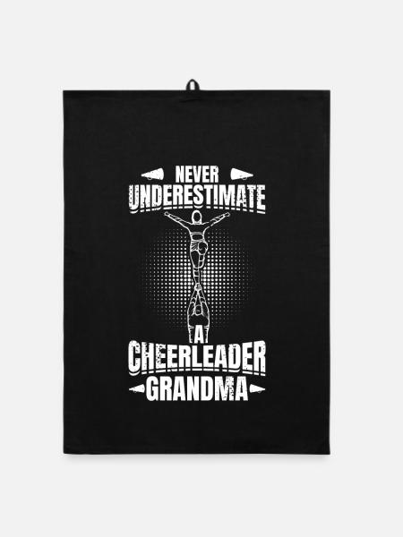 Never Underestimate Cheerleader Grandma - Organic Geschirrtuch - Schwarz - Vorne
