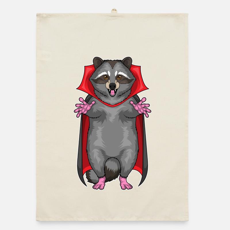 Waschbär Halloween Vampir Organic Geschirrtuch