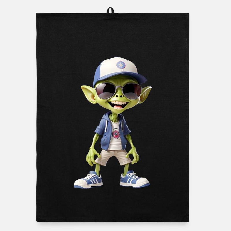 Adolescent extraterrestre cool - Torchon bio - noir