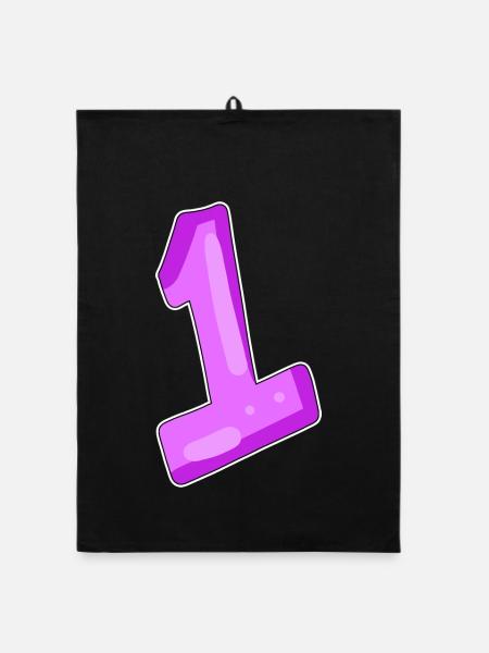 number 1 motif - Organic dish towel - black - Front