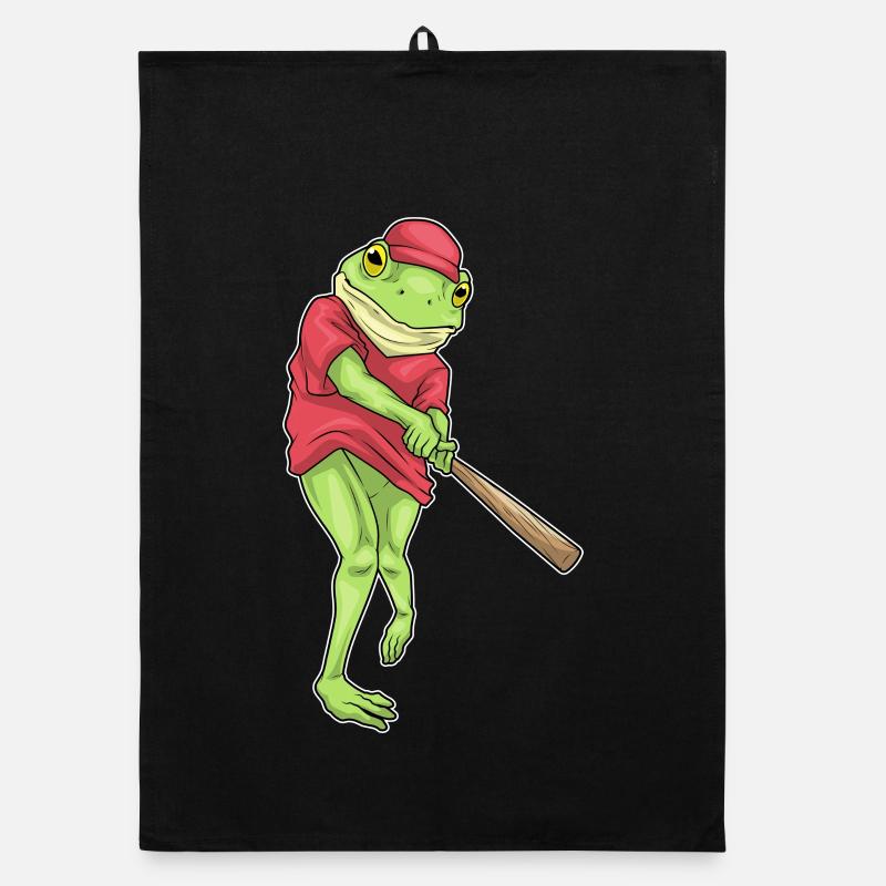 Frog Baseball Baseball Bat Organic dish towel