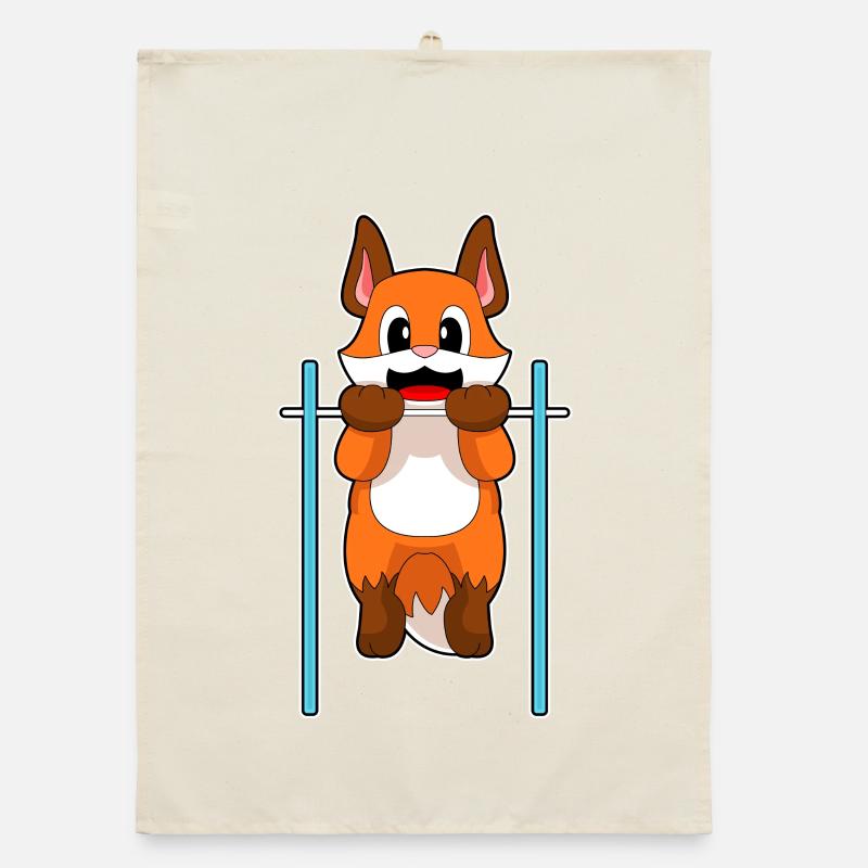 Fox Bodybuilder Pull-ups Bodybuilding Organic dish towel