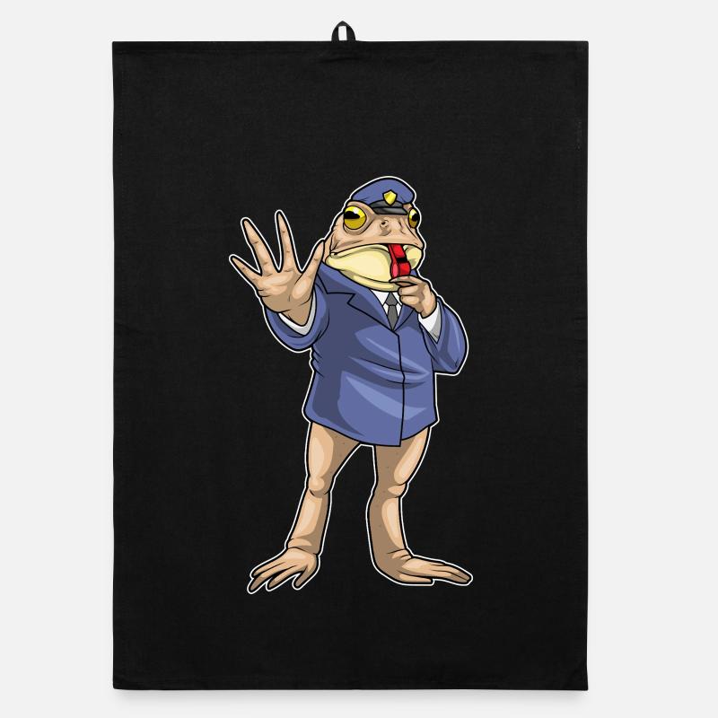 Frosch Polizist Trillerpfeife Polizei Organic Geschirrtuch