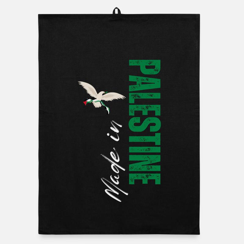Made in Palestine, vertical design Organic dish towel
