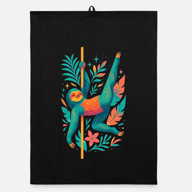 Pole Dance Sloth Pole Dancer Funny Gift Organic dish towel