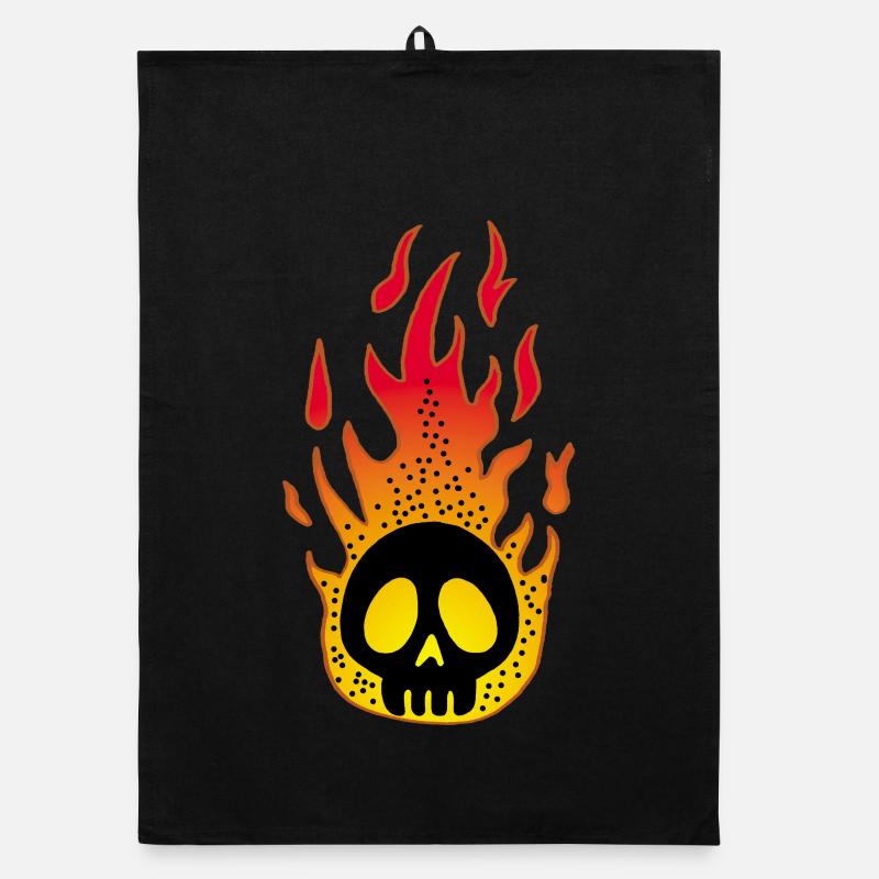 Stylized Flaming Skull Organic dish towel
