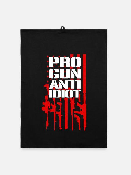 Pro-guns, anti-idiot - Organic dish towel - black - Front