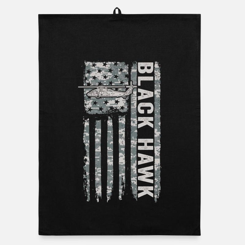 Black Hawk military helicopter with American Organic dish towel