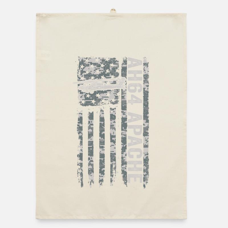 AH-64 Apache helicopter with American flag Organic dish towel