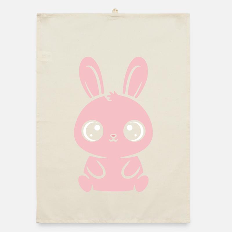 Kawaii Bunny Pink Big Eyes Cute Organic dish towel