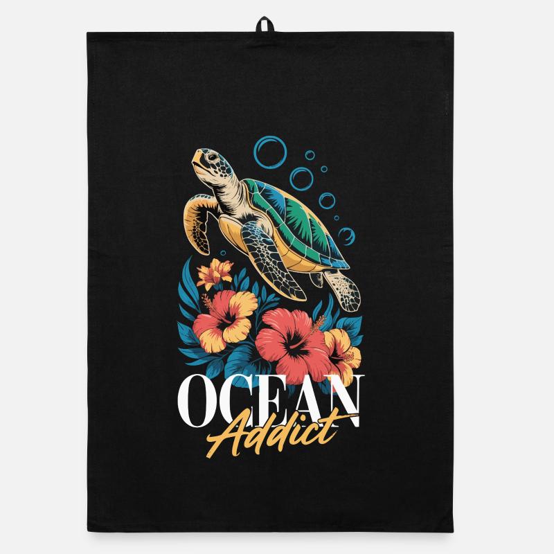 Sea Turtle Ocean Addict Design Torchon bio