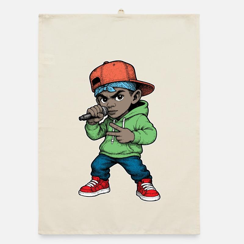 Junger Rapper-Junge mit Mikrofon Organic Geschirrtuch