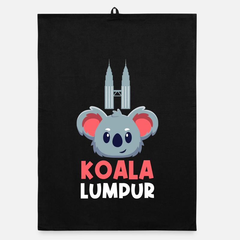 Koala Lumpur Jeu de mots de voyage mignon Torchon bio
