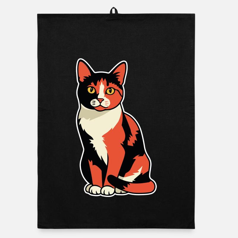 Vintage-Calico-Trikolore-Katzenporträt sitzend Organic Geschirrtuch