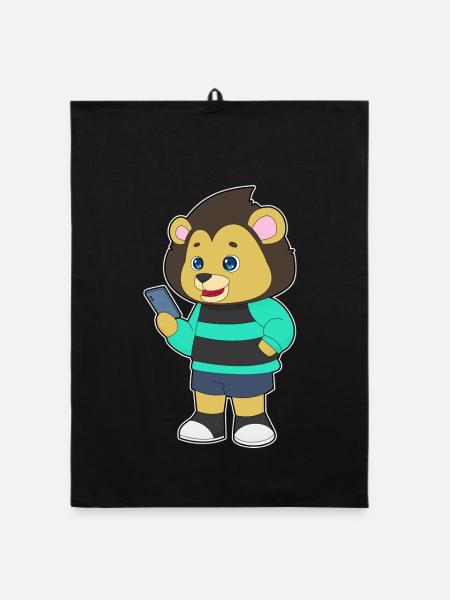 Lion Smartphone - Organic dish towel - black - Front