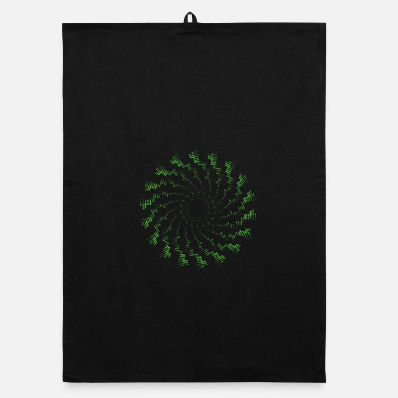dotted shape rotated wind turbine green Organic dish towel