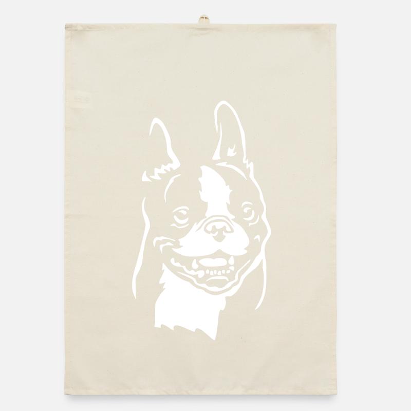 Tête de Boston Terrier « Black Edition » Torchon bio