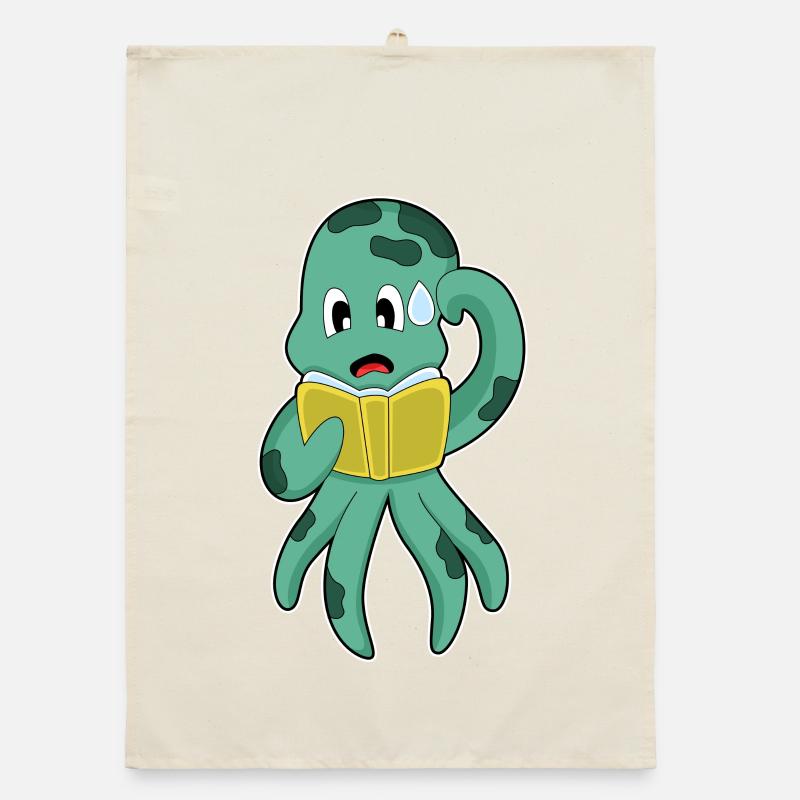 Octopus Nerd Book Organic dish towel