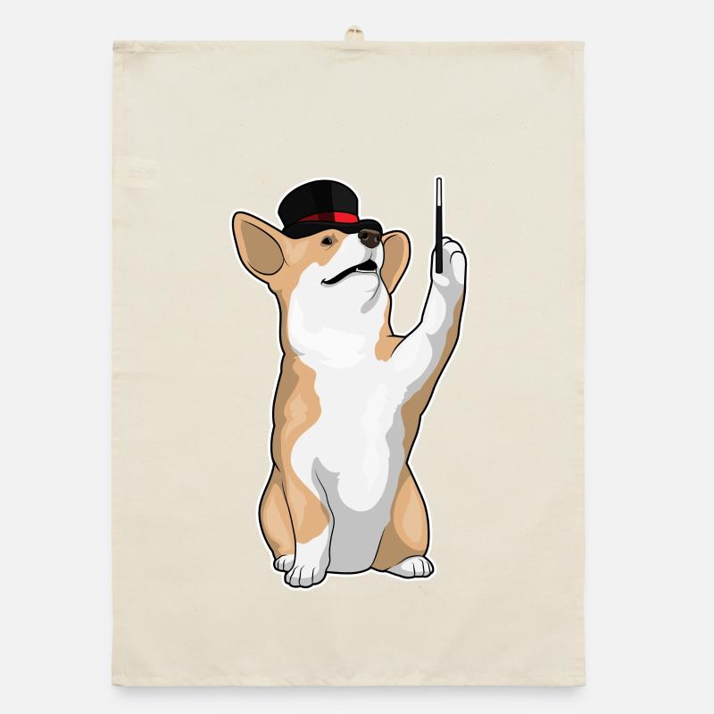 Corgi Wizard Wand Organic dish towel
