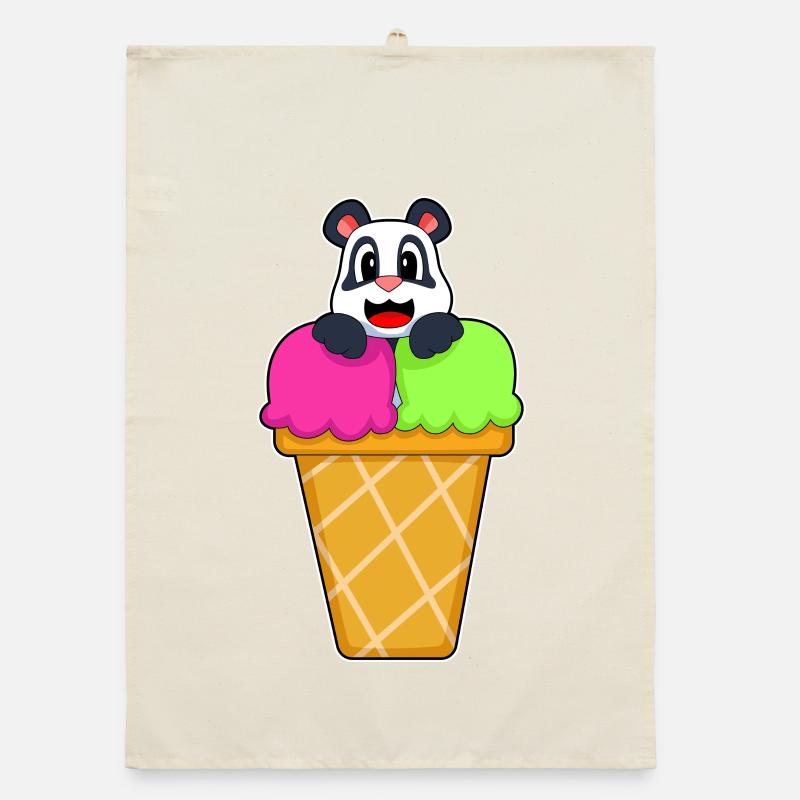 Panda Waffle Ice Cream Organic dish towel