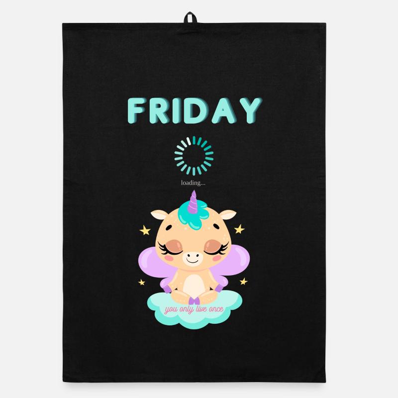Friday loading, you only live once,Weekend - Organic Geschirrtuch - Schwarz