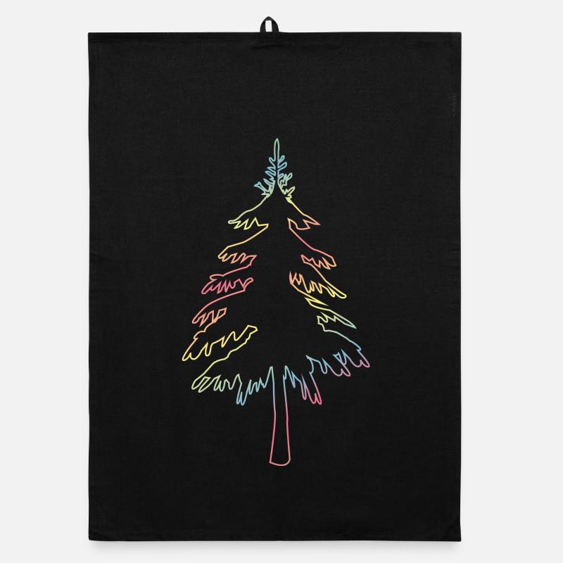 Christbaum, Tannenbaum oder Weihnachtsbaum Umriss Organic Geschirrtuch