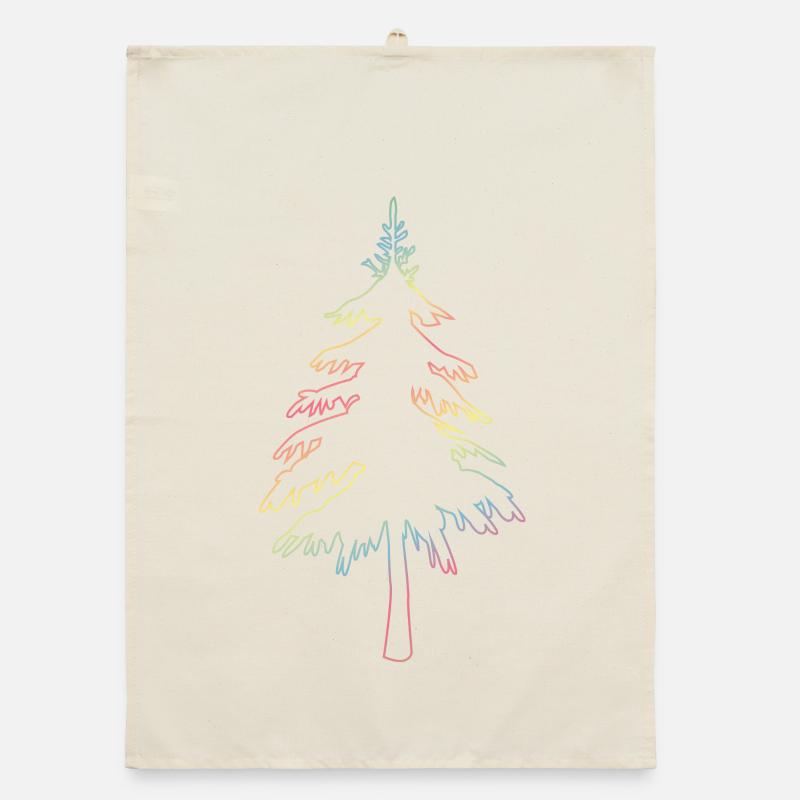 Christbaum, Tannenbaum oder Weihnachtsbaum Umriss Organic Geschirrtuch