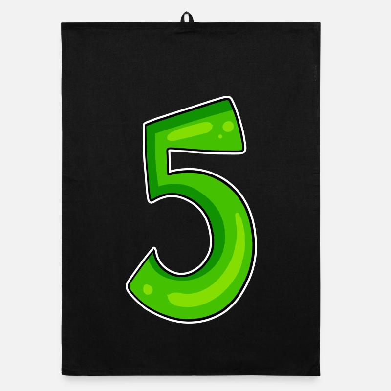 Number 5 Number Green Organic dish towel