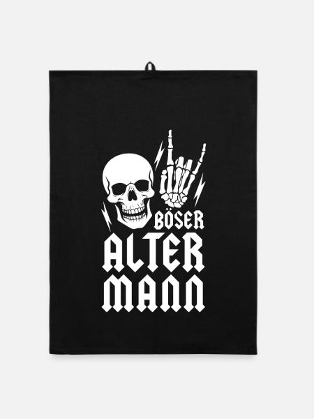 Böser alter Mann - Organic Geschirrtuch - Schwarz - Vorne