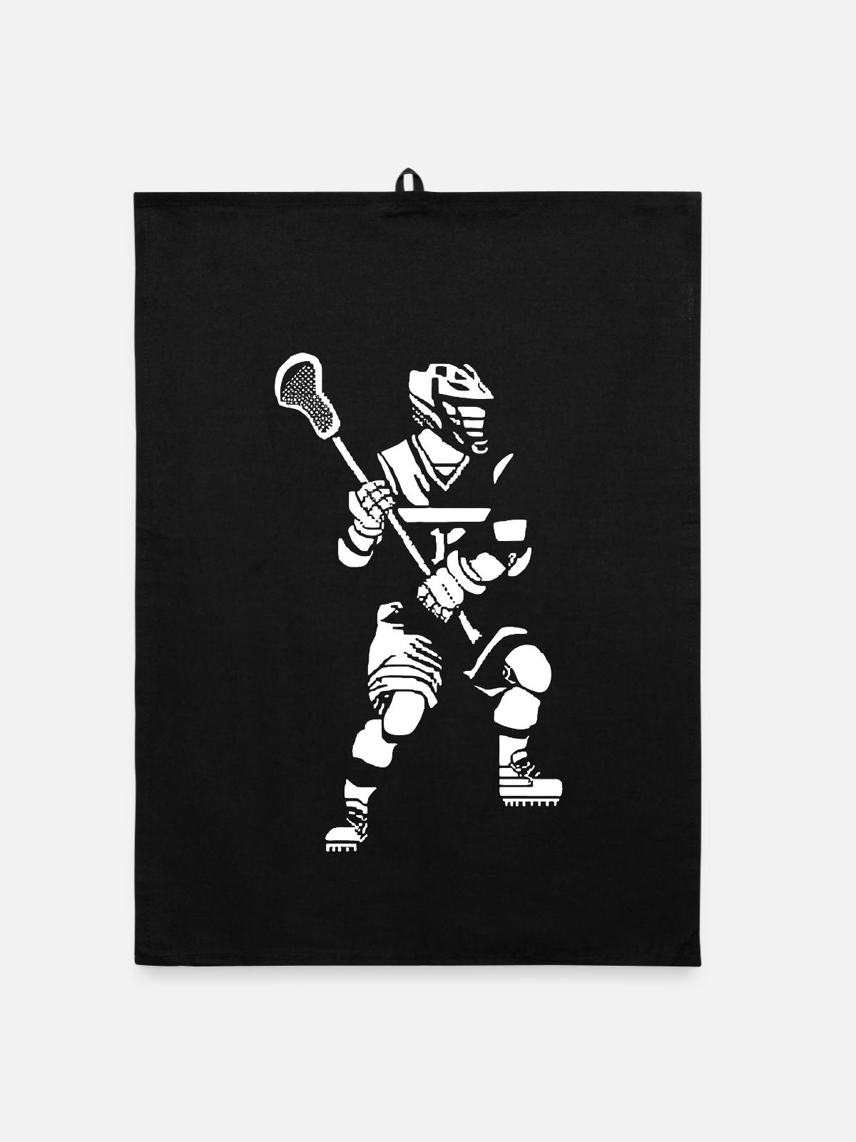 Lacrossespieler Pixel Art - Organic Geschirrtuch - Schwarz - Vorne