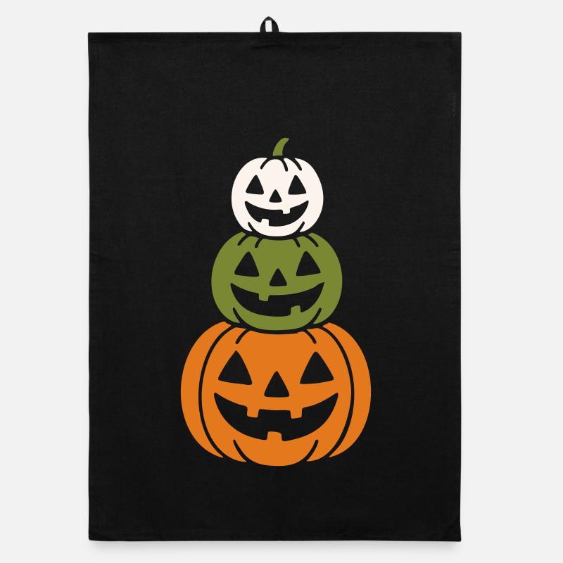 Halloween Kürbislaternen Motiv - Organic Geschirrtuch - Schwarz