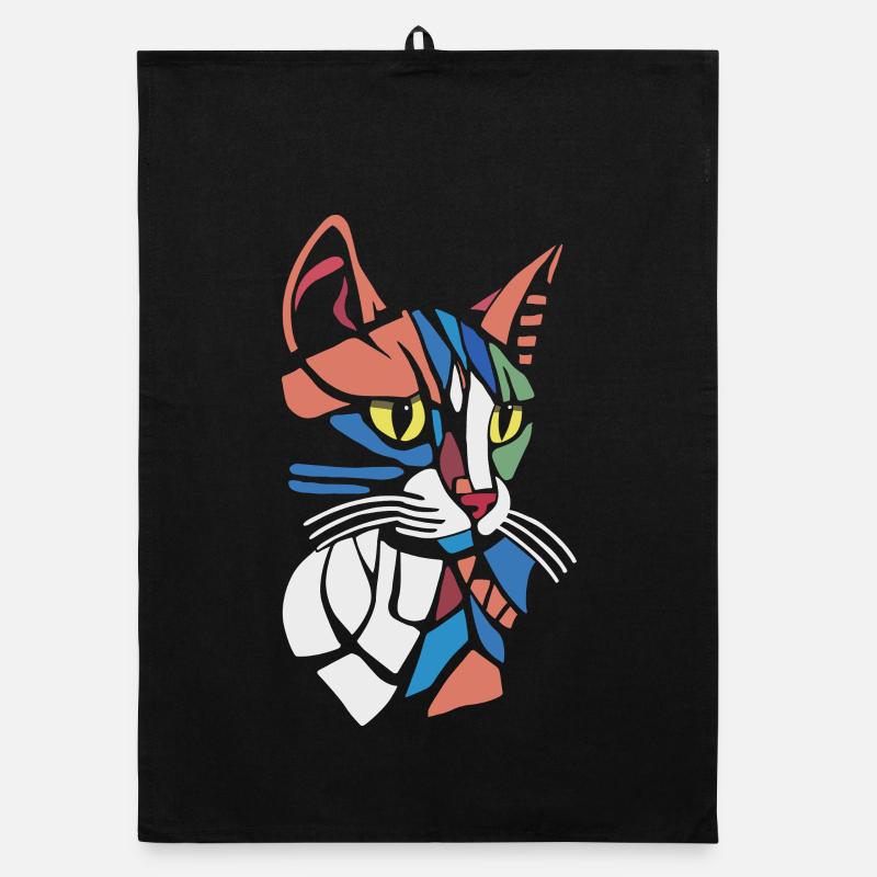 Abstrakter geometrischer Katzenliebhaber Organic Geschirrtuch