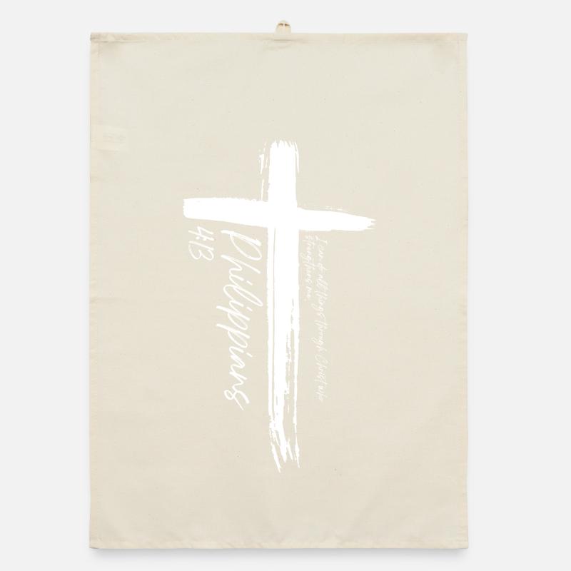 Kreuz - Philipper 4,13 Organic Geschirrtuch