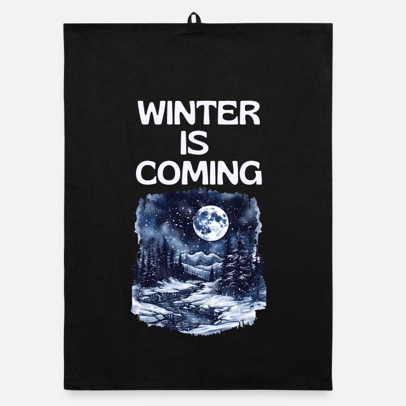 Der Winter kommt | Nordlandschaft Schnee Mond Organic Geschirrtuch