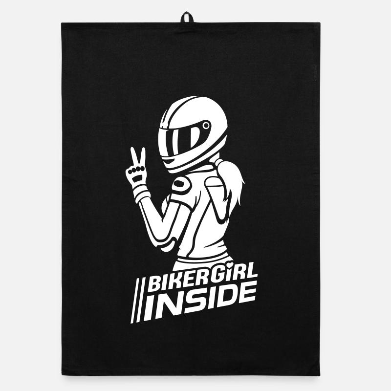 Biker Girl inside (Farbe änderbar) Organic Geschirrtuch