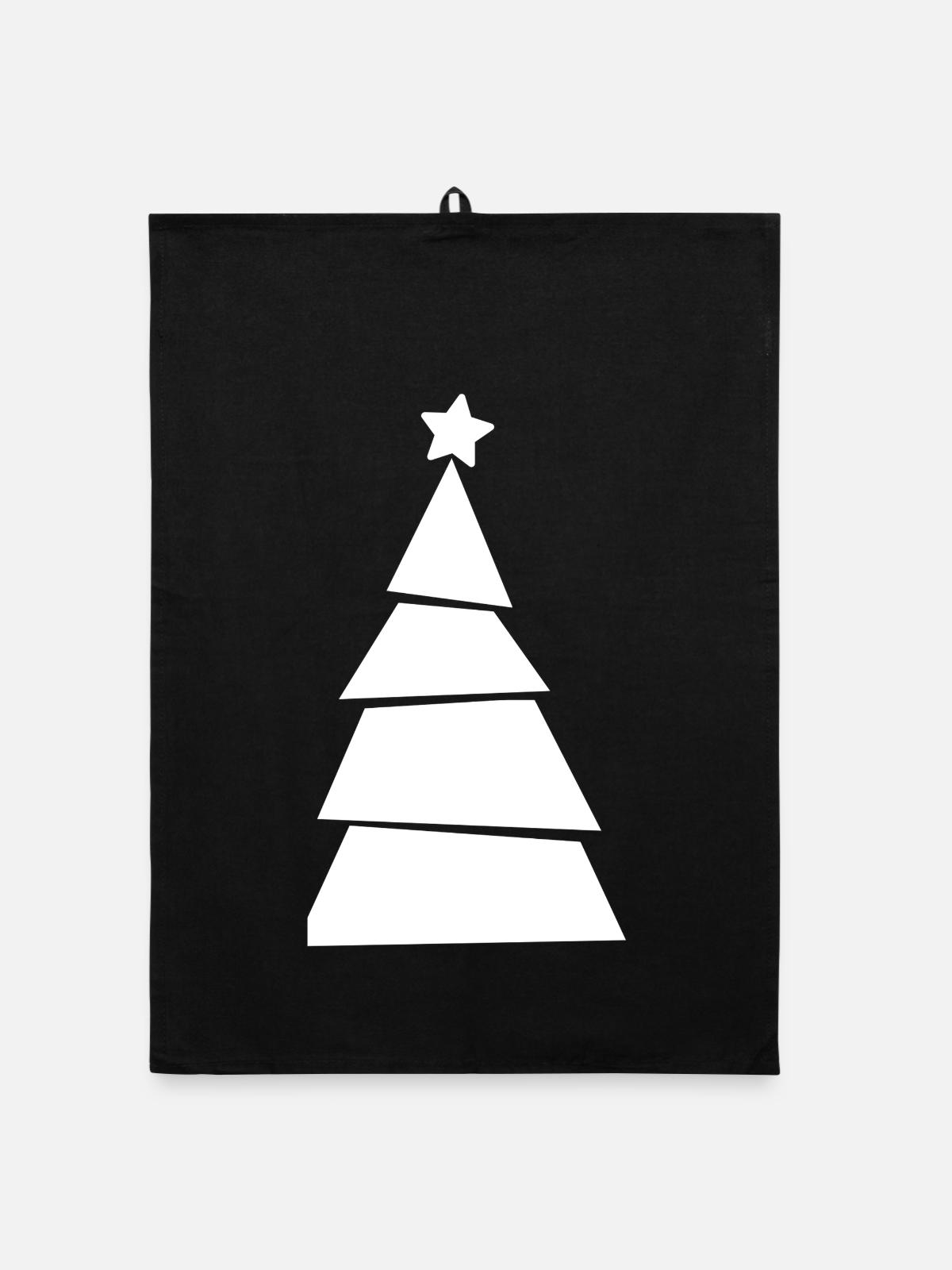 Christmas Tree - Weihnachtsbaum - Weihnachten - Organic Geschirrtuch - Schwarz - Vorne