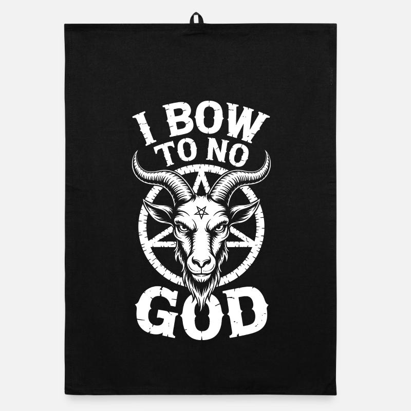 Goat Skull Emblem: No God Organic dish towel