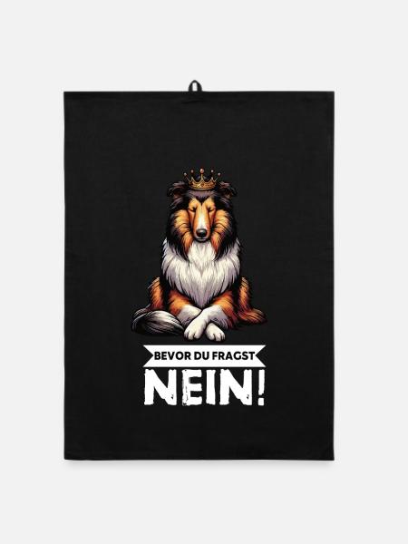 Bevor Du Fragst Nein Collie Colliebesitzer Collies - Organic Geschirrtuch - Schwarz - Vorne