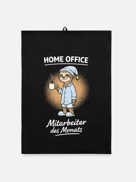 Home Office Mitarbeiter des Monats Faultier - Organic Geschirrtuch - Schwarz - Vorne