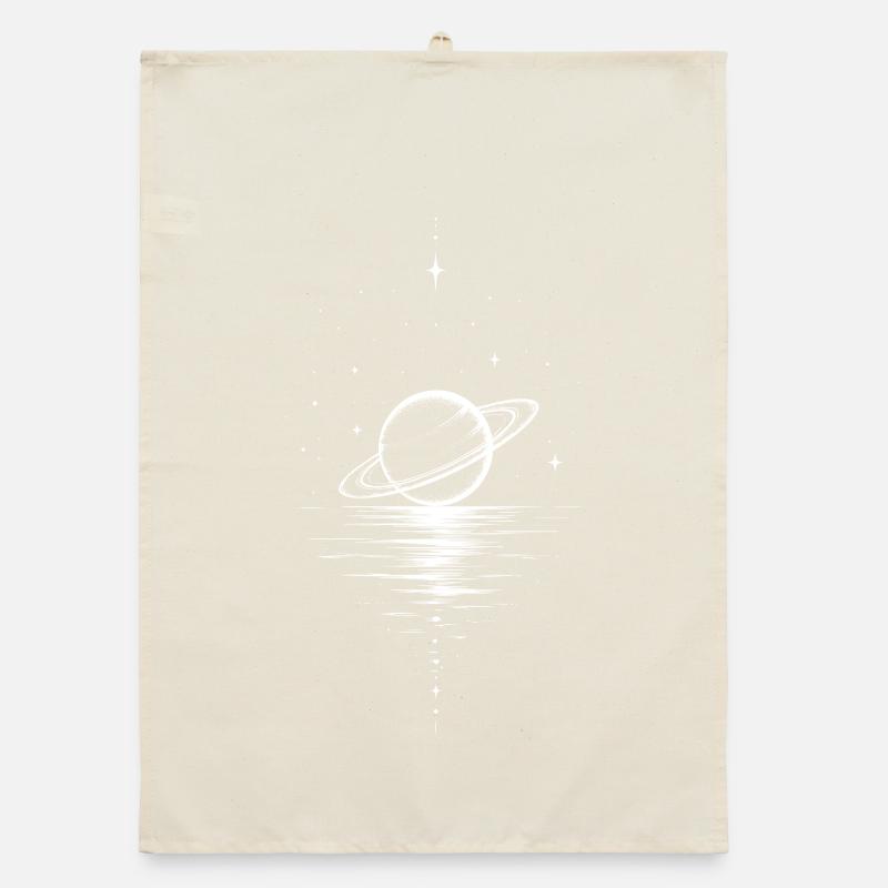Motif Saturne sur l’eau Ciel étoilé Torchon bio