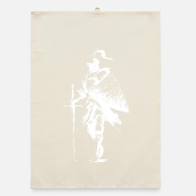 Silhouette Knight with Sword and Cape Organic dish towel
