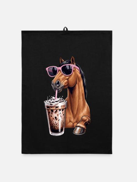 Bubble Tea pour cheval - Torchon bio - noir - Devant