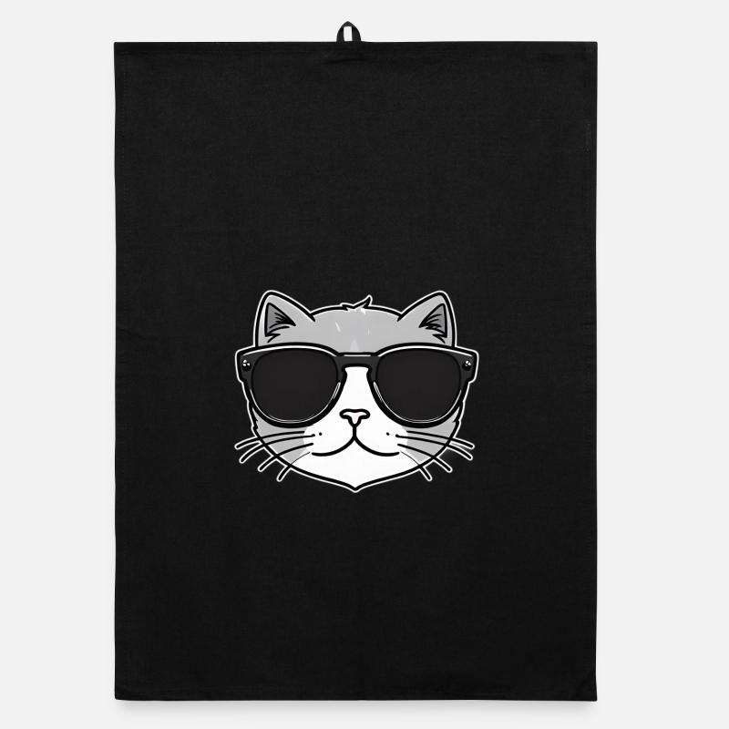 Chat peint cool avec des lunettes de soleil Torchon bio
