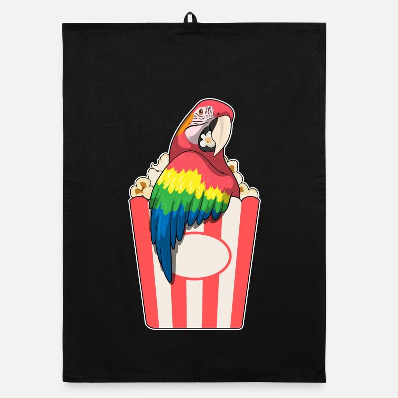 Papagei Popcorn - Organic Geschirrtuch - Schwarz