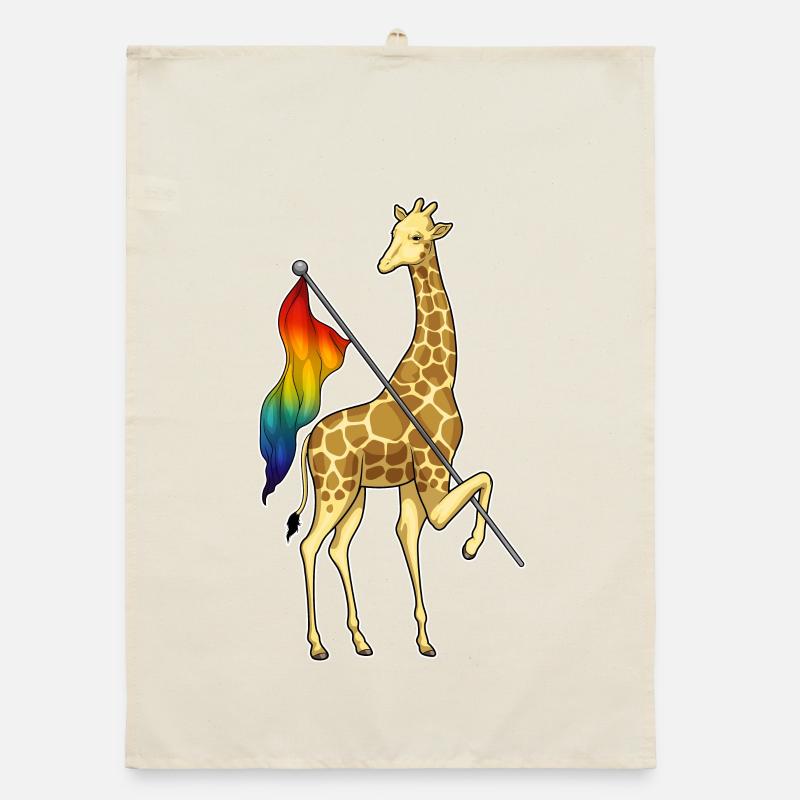 Giraffe Rainbow Flag Organic dish towel