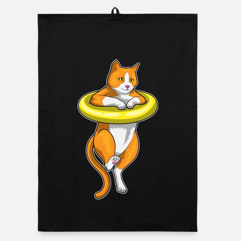 Natation Cat Ring Été - Torchon bio - noir