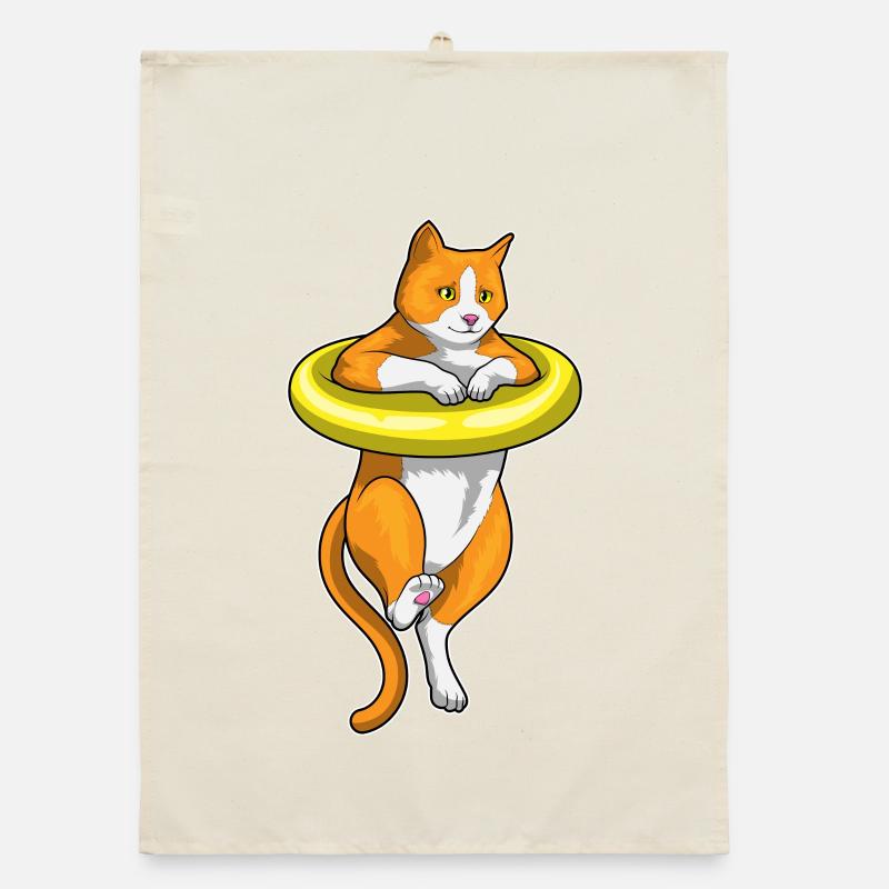 Natation Cat Ring Été Torchon bio