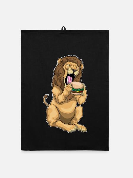 Lion Cheeseburger - Organic dish towel - black - Front