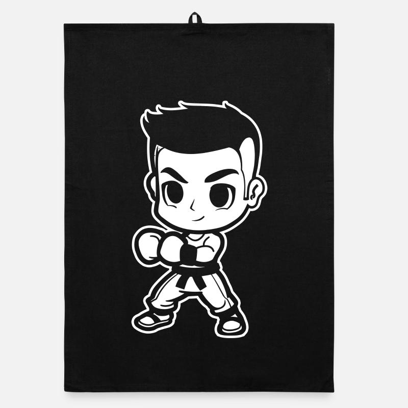 Cartoon Kickboxer Organic dish towel