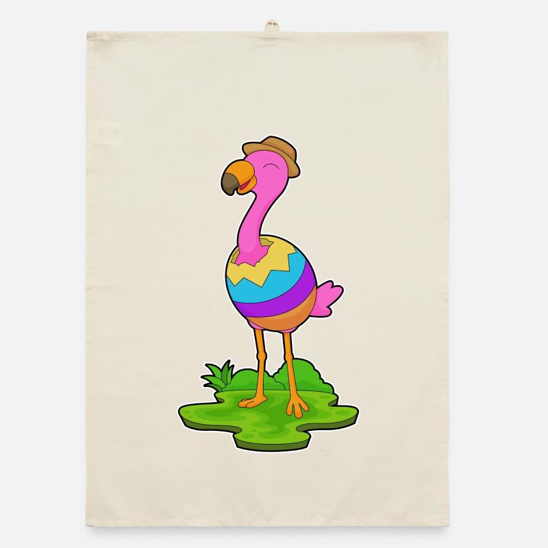 Flamingo Easter Easter Egg Organic dish towel